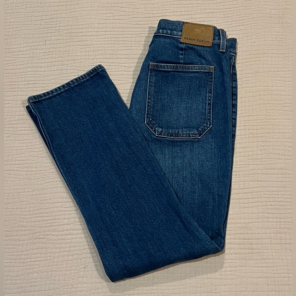 Aritzia Denim Forum Just Peachy High Rise Jeans 29 Zip Front Patch Pocket